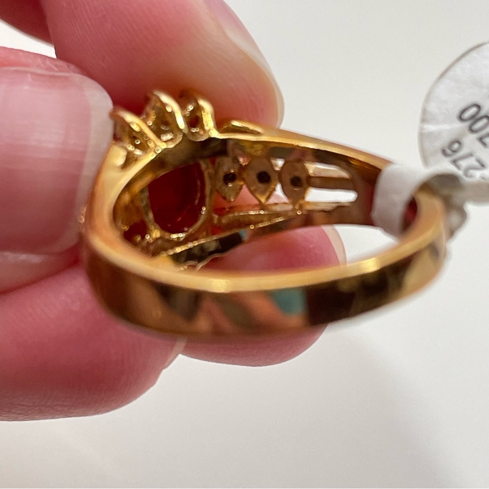 NWT DAC 14K GOLD Electroplated Red Rhinestone Gifting Christmas Holiday Ring - Picture 3 of 7